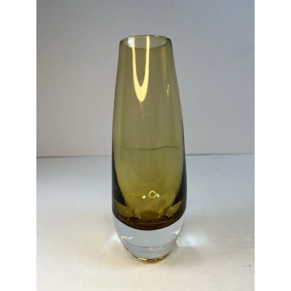 Mid‎ Century Modern Scandinavian Glass Smoke Gold Glass Vase 9